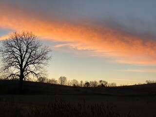 sunset over the river