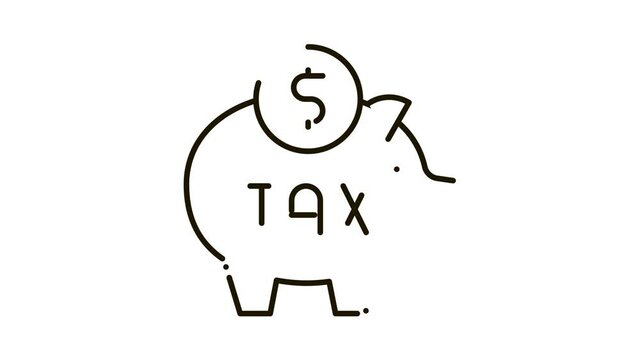 Tax Money Box Icon Animation. black Tax Money Box animated icon on white background