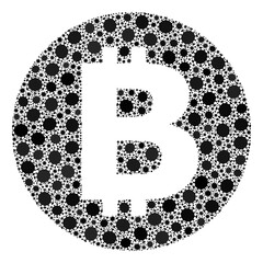 Vector bitcoin covid-2019 mosaic icon constructed for hospital applications. Bitcoin mosaic is constructed of random covid pathogen items.