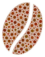 Vector coffee bean coronavirus mosaic icon designed for pharmacy wallpapers. Coffee bean mosaic is shaped of scattered coronavirus infection elements.
