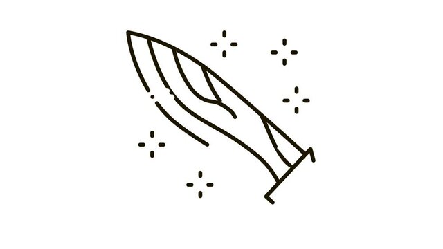 Sparkling Knife Icon Animation. black Sparkling Knife animated icon on white background