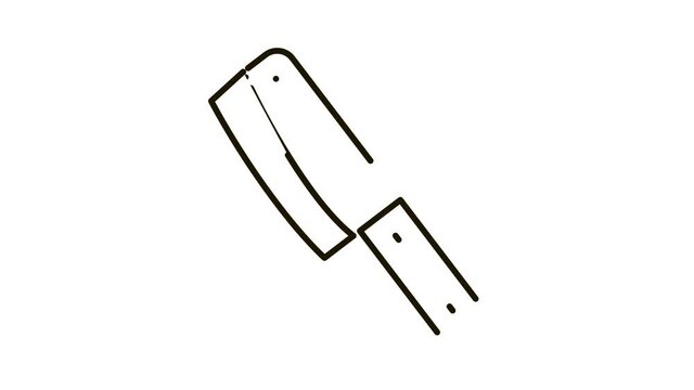 Hatchet Knife Icon Animation. black Hatchet Knife animated icon on white background