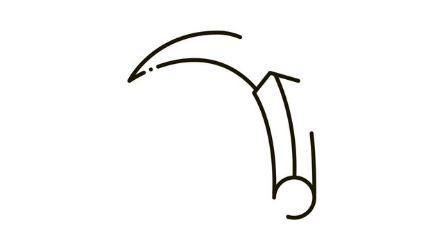 Curved Knife Icon Animation. black Curved Knife animated icon on white background