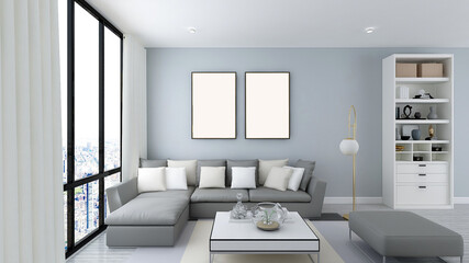 empty poster frame in interior 