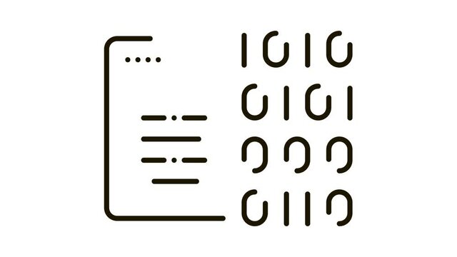 Binary Code Icon Animation. black Binary Code animated icon on white background