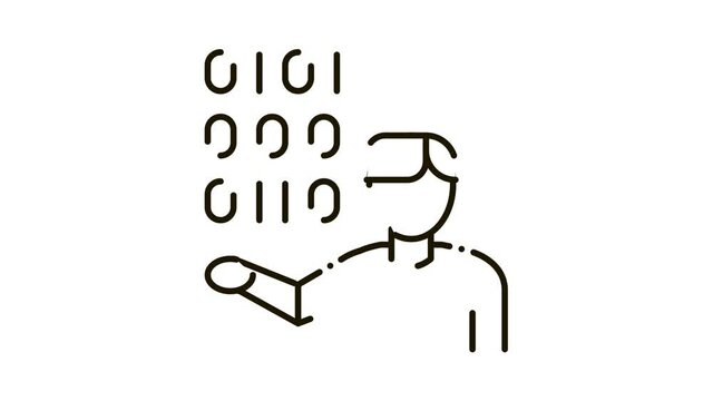 Human Binary Code Icon Animation. black Human Binary Code animated icon on white background