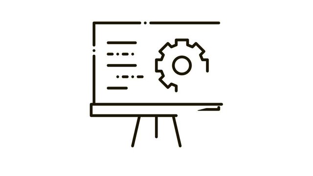Presentation Gear Icon Animation. black Presentation Gear animated icon on white background