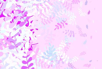 Fototapeta na wymiar Light Pink, Blue vector doodle texture with leaves.