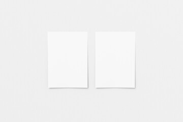 set of 2 a4 White vertical paper sheet Mockup, letter or invitation
