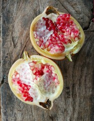 The ripe pomegranate, another name for pomegranate is Punica granatum
