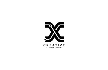 Initial Letter X Tech Style Logo Design Template