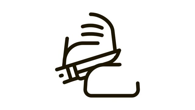 Knife Cutting Baked Bread Icon Animation. black Sliced Bread Piece Cut By Kitchen Utensil Delicious Nutrition animated icon on white background