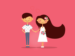 happy couple of newlyweds in love hold hands