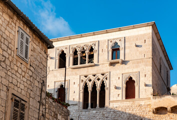 Fototapeta premium Elements of medieval Venetian architecture on the island of Hvar in Croatia