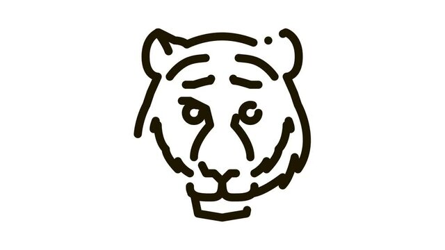 Tiger Animal Icon Animation. black Tiger Animal animated icon on white background