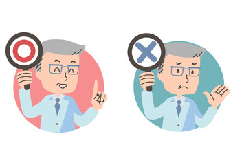 医療関係者のOKサインとNOサインセット