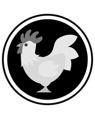 This is a black and white image of a chicken