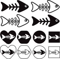Fish bone symbol. Vector illustration.