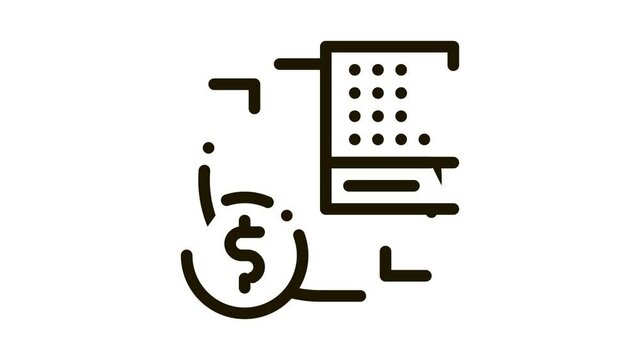 Exchange Lottery Sheet for Money Icon Animation. black Exchange Lottery Sheet for Money animated icon on white background