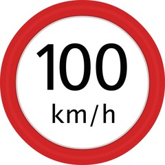vector emoticon illustration of a classic symbol of maximum speed of 100 km for hour