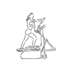 Sports equipment for gym,. Professional simulator for practicing at home or in gym. Development physical strength and endurance. sports simulator vector sketch illustration