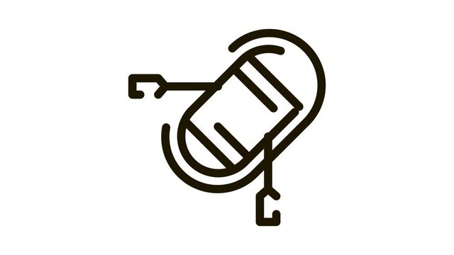 Inflatable Boat with Oars Icon Animation. black Inflatable Boat with Oars animated icon on white background