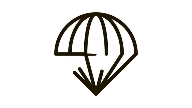 Parachute Icon Animation. black Parachute animated icon on white background