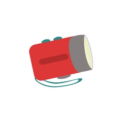 Small green grey red flashlight Flat vector illustration