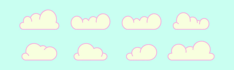 set of clouds cartoon icon design template with various models. vector illustration isolated on blue background