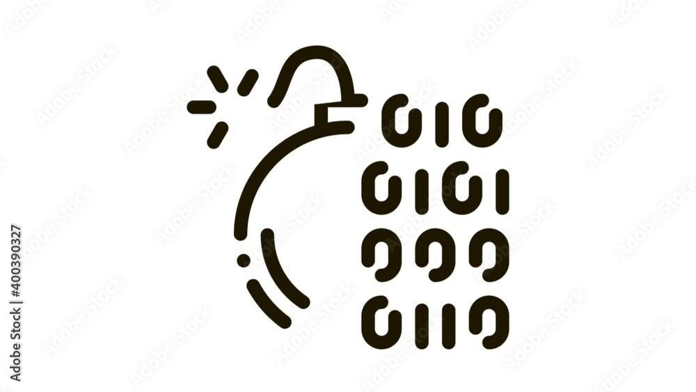 Poster binary code bomb icon animation. black binary code bomb animated icon on white background