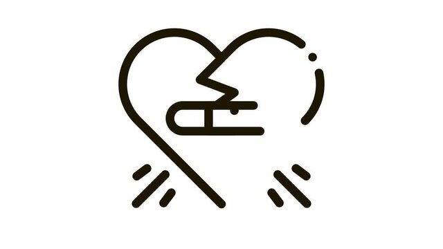 Glued Heart Icon Animation. black Glued Heart animated icon on white background
