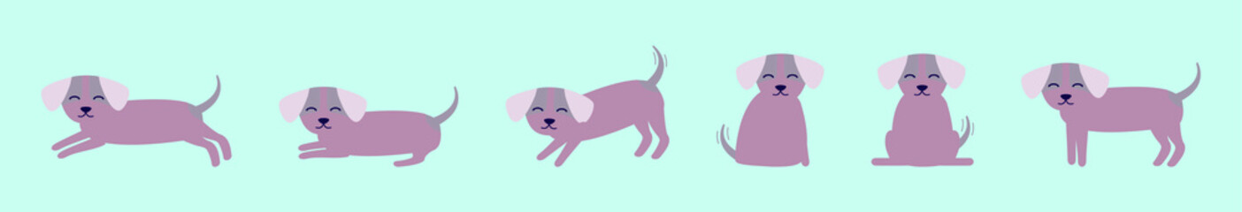 set of dog cartoon icon design template with various models. vector illustration isolated on blue background