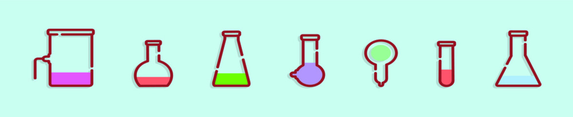 Obraz premium set of chemistry cartoon icon design template with various models. vector illustration isolated on blue background