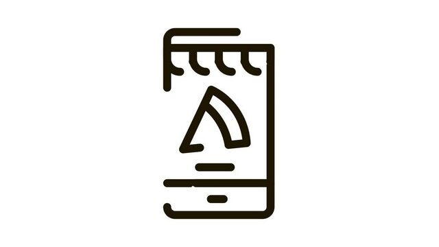 Slice Pizza Phone Icon Animation. black Slice Pizza Phone animated icon on white background - Powered by Adobe