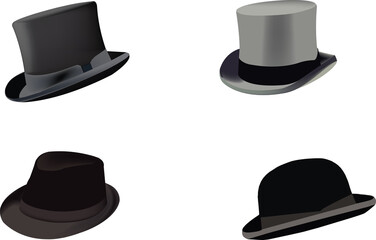 series of elegant men's hats