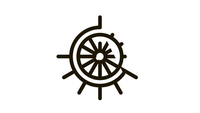 Steering Wheel Icon Animation. black Steering Wheel animated icon on white background