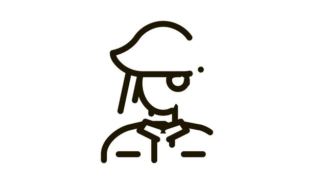 Pirate Silhouette Icon Animation. black Pirate Silhouette animated icon on white background