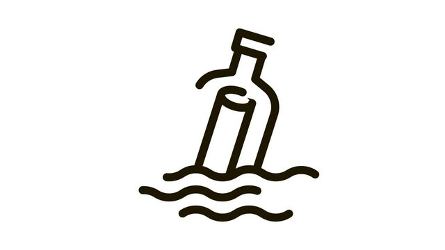 Message In Bottle Icon Animation. black Message In Bottle animated icon on white background