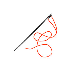 illustration of needle and thread on a white background. needle and thread vector sketch illustration