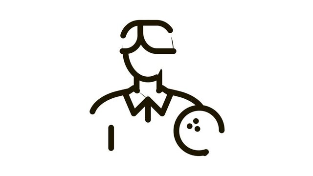 Man Bowling Gamer Icon Animation. black Man Bowling Gamer animated icon on white background