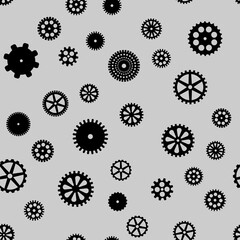 abstract vector black flat gears seamless pattern