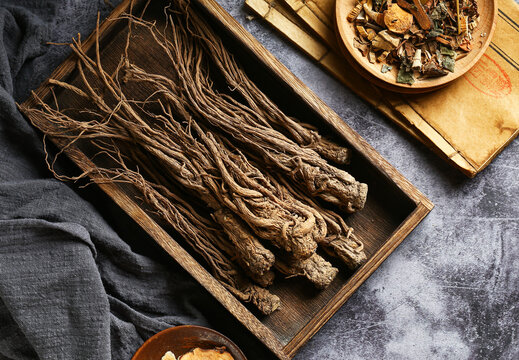 Chinese medicine Angelica sinensis in wooden box
