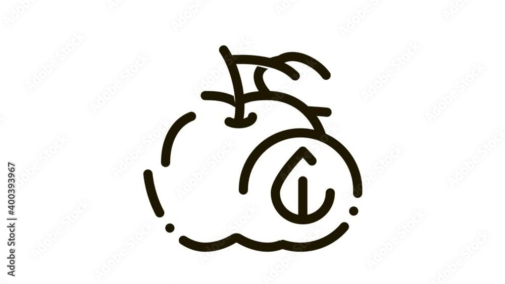 Poster Apple Fruit Leaf Icon Animation. black Apple Fruit Leaf animated icon on white background