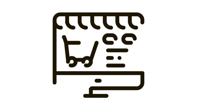 Online Shopping Icon Animation. black Online Shopping animated icon on white background