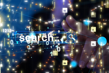 Fototapeta na wymiar online search bar engine touch digital 3d