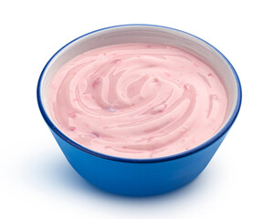 Strawberry yogurt isolated on white background