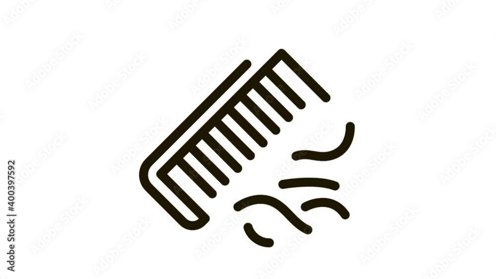 Wall mural Comb Lost Hair Icon Animation. black Comb Lost Hair animated icon on white background