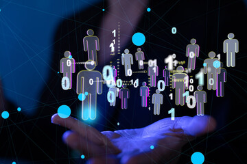 connected symbols for digital, interactive and global communication concept