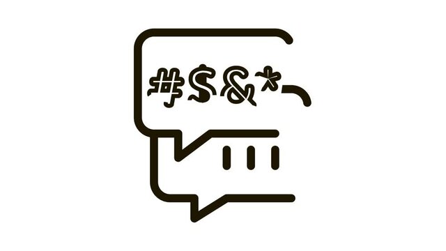 Obscene Language Icon Animation. black Obscene Language animated icon on white background