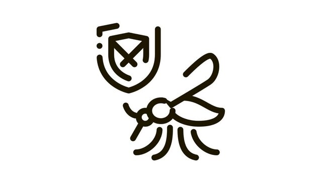 Mosquito Shield Icon Animation. black Mosquito Shield animated icon on white background